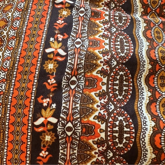 Women's size elastic waist brown and orange boho maxi skirt - Picture 4 of 5